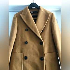 Camel Double Breasted Manteco Wool Coat - Zara!